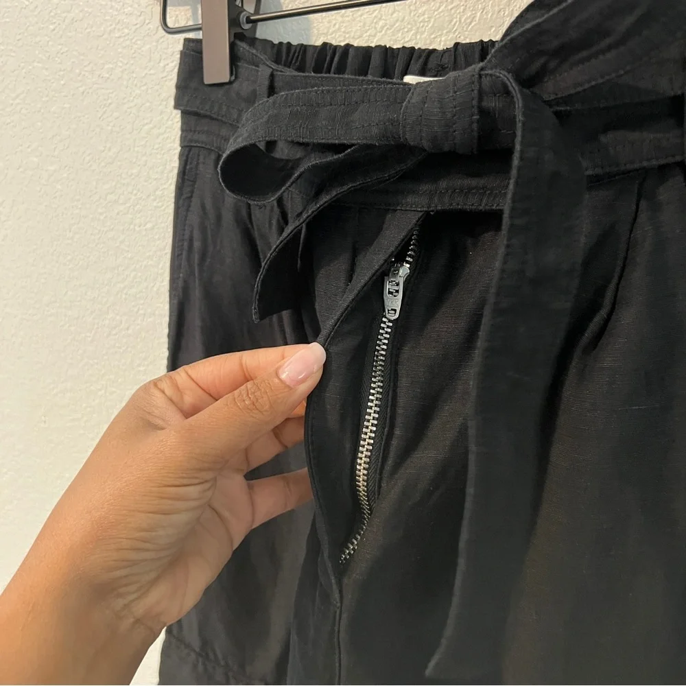 Aritzia Wilfred‎ Kafka Belted Linen Blend Pleated Cargo Pants Black Size 00